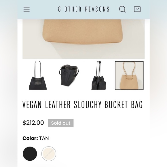 8 Other Reasons Slouchy Bucket Bag | Tan Vegan Leather - Tote NWT - Picture 9 of 10